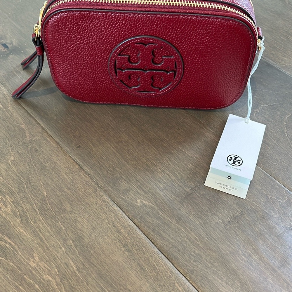 Tory Burch Red Leather Zip crossbody NWT